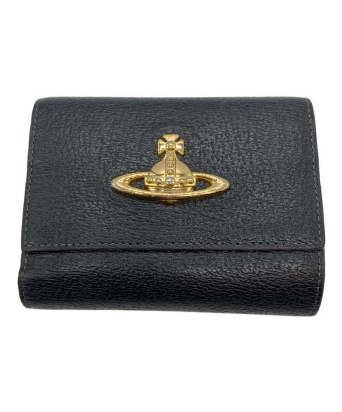 Vivienne Westwood（ヴィヴィアンウエストウッド）Vivienne Westwood (ヴィヴィアンウエストウッド) オーブモチーフがま口3つ折り財布 ブラックの古着・服飾アイテム