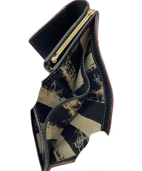 Vivienne Westwood（ヴィヴィアンウエストウッド）Vivienne Westwood (ヴィヴィアンウエストウッド) オーブモチーフがま口3つ折り財布 ブラックの古着・服飾アイテム