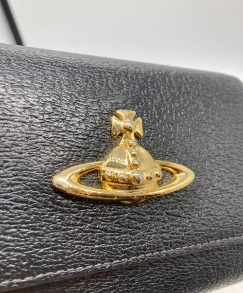 Vivienne Westwood（ヴィヴィアンウエストウッド）Vivienne Westwood (ヴィヴィアンウエストウッド) オーブモチーフがま口3つ折り財布 ブラックの古着・服飾アイテム