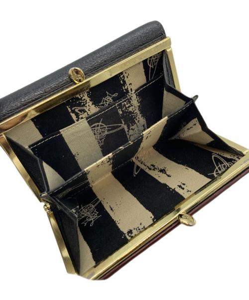 Vivienne Westwood（ヴィヴィアンウエストウッド）Vivienne Westwood (ヴィヴィアンウエストウッド) オーブモチーフがま口3つ折り財布 ブラックの古着・服飾アイテム