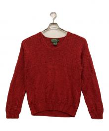 RALPH LAUREN COUNTRY（ラルフローレンカントリー）の古着「80s Vネックシルクニット」｜レッド