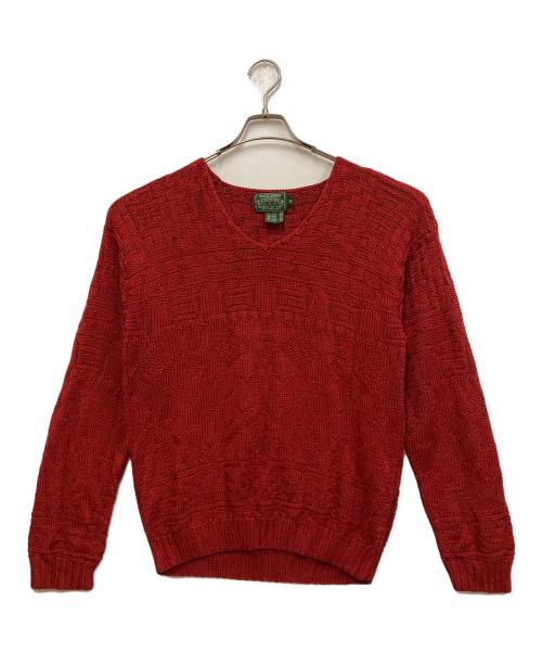 RALPH LAUREN COUNTRY（ラルフローレンカントリー）RALPH LAUREN COUNTRY (ラルフローレンカントリー) 80s Vネックシルクニット レッド サイズ:M（レディース規格）の古着・服飾アイテム