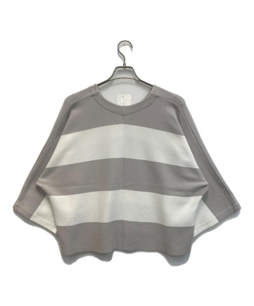 BEARDSLEY（ビアズリー）BEARDSLEY (ビアズリー) ワイドボーダーニット ホワイト×グレー サイズ:SIZE Freeの古着・服飾アイテム