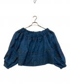 vita kinヴィタキン）の古着「刺繍リネンブラウス」｜ブルー