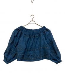 vita kin（ヴィタキン）の古着「刺繍リネンブラウス」｜ブルー