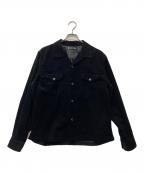 MINEDENIMマインデニム）の古着「Narrow Corduroy Western Open Collar SH」｜ブラック