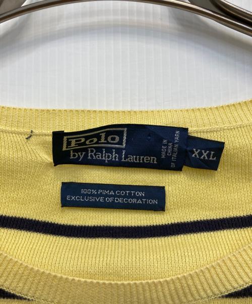 POLO RALPH LAUREN（ポロ・ラルフローレン）POLO RALPH LAUREN (ポロ・ラルフローレン) PIMA COTTON ボーダーニット イエロー×ネイビー サイズ:XXLの古着・服飾アイテム