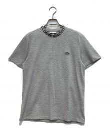 LACOSTE（ラコステ）の古着「ジャカードリブニットカラー鹿の子地Tシャツ」｜グレー