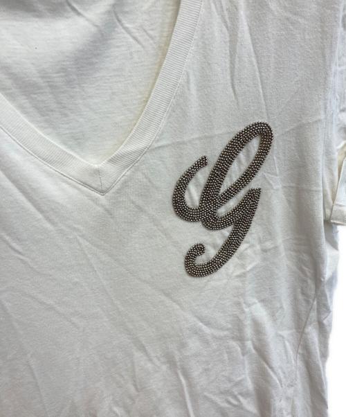 GUCCI（グッチ）GUCCI (グッチ) ビジュ装飾ロゴTシャツ ホワイト サイズ:Mの古着・服飾アイテム