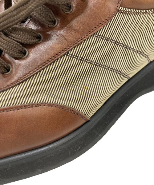Salvatore Ferragamo（サルヴァトーレ フェラガモ）Salvatore Ferragamo (サルヴァトーレ フェラガモ) レザー・キャンバススニーカー ブラウン サイズ:6.5の古着・服飾アイテム