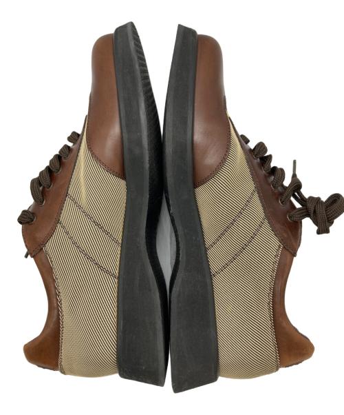 Salvatore Ferragamo（サルヴァトーレ フェラガモ）Salvatore Ferragamo (サルヴァトーレ フェラガモ) レザー・キャンバススニーカー ブラウン サイズ:6.5の古着・服飾アイテム