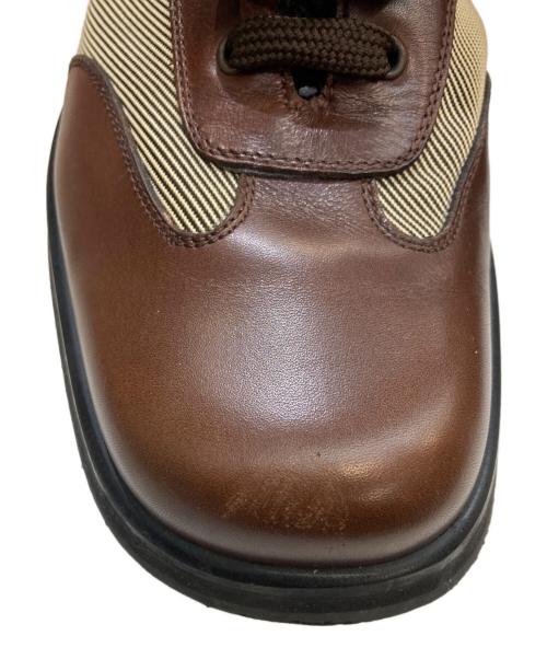 Salvatore Ferragamo（サルヴァトーレ フェラガモ）Salvatore Ferragamo (サルヴァトーレ フェラガモ) レザー・キャンバススニーカー ブラウン サイズ:6.5の古着・服飾アイテム