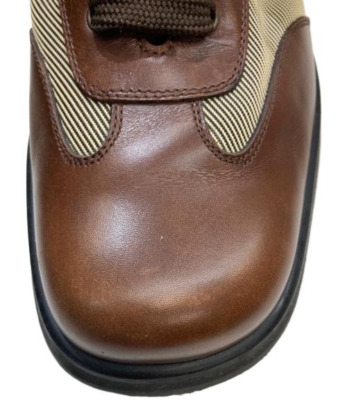 Salvatore Ferragamo（サルヴァトーレ フェラガモ）Salvatore Ferragamo (サルヴァトーレ フェラガモ) レザー・キャンバススニーカー ブラウン サイズ:6.5の古着・服飾アイテム