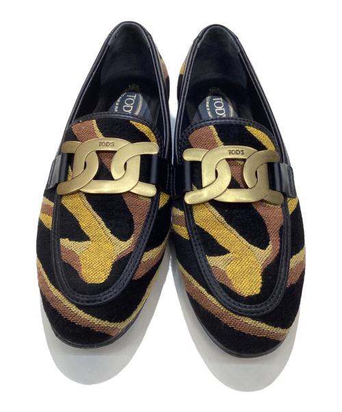 TOD'S（トッズ）TOD'S (トッズ) ケイト ローファー ブラック×イエロー サイズ:35の古着・服飾アイテム