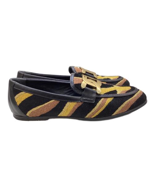 TOD'S（トッズ）TOD'S (トッズ) ケイト ローファー ブラック×イエロー サイズ:35の古着・服飾アイテム