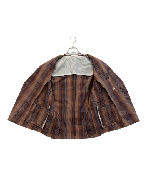 BEAMS PLUS（ビームスプラス）BEAMS PLUS (ビームスプラス) 4ボタン イカット チェック ダブルブレステッド ジャケット ブラウン サイズ:S 未使用品の古着・服飾アイテム