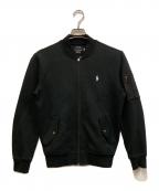 POLO RALPH LAURENポロ・ラルフローレン）の古着「ダブルニットボンバージャケット/MA-1ジャケット」｜ブラック