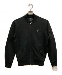 POLO RALPH LAUREN（ポロ・ラルフローレン）の古着「ダブルニットボンバージャケット/MA-1ジャケット」｜ブラック
