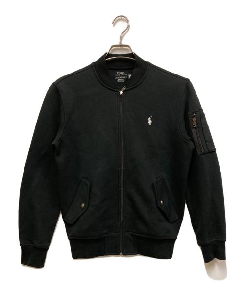 POLO RALPH LAUREN（ポロ・ラルフローレン）POLO RALPH LAUREN (ポロ・ラルフローレン) ダブルニットボンバージャケット/MA-1ジャケット ブラック サイズ:XSの古着・服飾アイテム