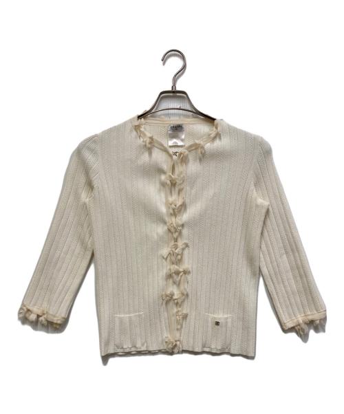 CHANEL（シャネル）CHANEL (シャネル) リボンカーディガン ホワイト サイズ:40の古着・服飾アイテム
