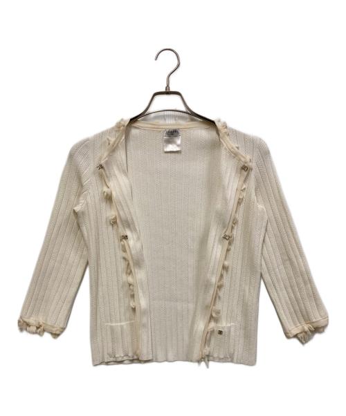 CHANEL（シャネル）CHANEL (シャネル) リボンカーディガン ホワイト サイズ:40の古着・服飾アイテム