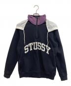 stussyステューシー）の古着「ハーフジップスウェット」｜ネイビー