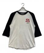 stussyステューシー）の古着「00s ラグランカットソー」｜ホワイト×ブラック