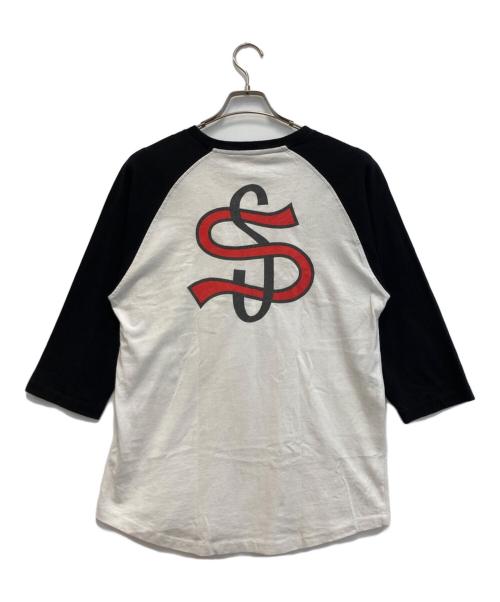 stussy（ステューシー）stussy (ステューシー) 00s ラグランカットソー ホワイト×ブラック サイズ:Mの古着・服飾アイテム