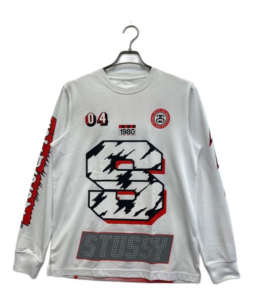 stussy（ステューシー）stussy (ステューシー) ゲームシャツ ホワイト サイズ:Sの古着・服飾アイテム