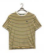 LACOSTEラコステ）の古着「ハイゲージパイル地ボーダーTシャツ」｜グリーン×イエロー