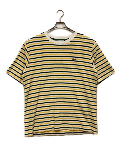 LACOSTE（ラコステ）LACOSTE (ラコステ) ハイゲージパイル地ボーダーTシャツ グリーン×イエロー サイズ:Lの古着・服飾アイテム