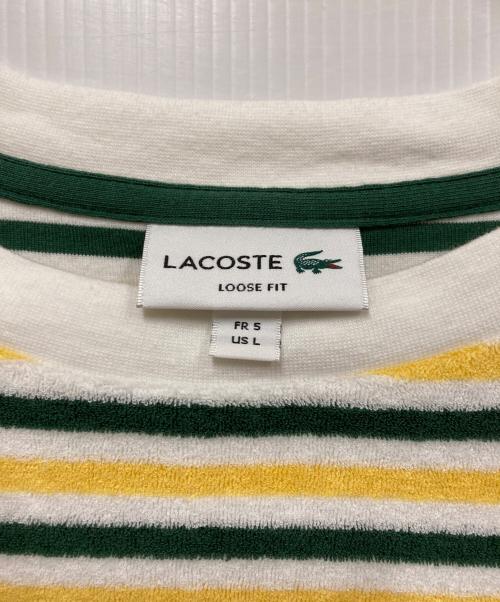 LACOSTE（ラコステ）LACOSTE (ラコステ) ハイゲージパイル地ボーダーTシャツ グリーン×イエロー サイズ:Lの古着・服飾アイテム