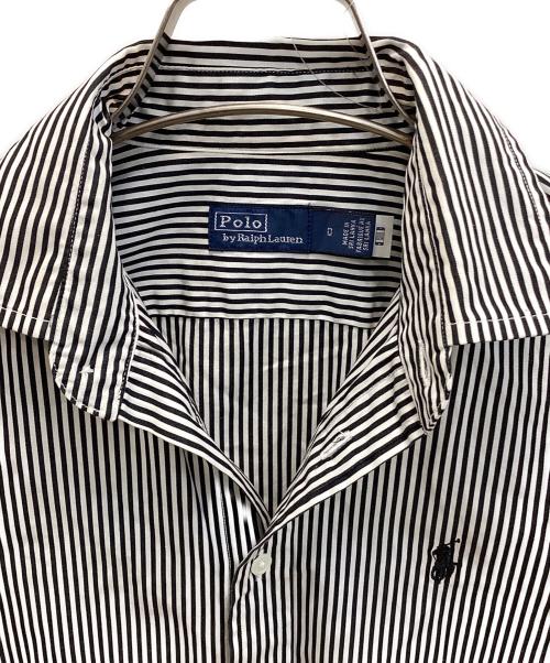 POLO RALPH LAUREN（ポロ・ラルフローレン）POLO RALPH LAUREN (ポロ・ラルフローレン) スリムフィットストライプドコットンシャツ ホワイト×ブラック サイズ:Sの古着・服飾アイテム