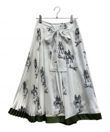 3.1 phillip lim（スリーワンフィリップリム）の古着「リボン付アニマルプリントスカート」｜ホワイト×ブラック