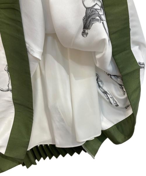 3.1 phillip lim（スリーワンフィリップリム）3.1 phillip lim (スリーワンフィリップリム) リボン付アニマルプリントスカート ホワイト×ブラックの古着・服飾アイテム