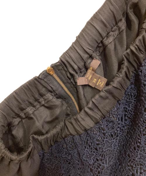 LOUIS VUITTON（ルイ ヴィトン）LOUIS VUITTON (ルイ ヴィトン) モノグラムレースミニスカート ネイビー×ブラック サイズ:34の古着・服飾アイテム