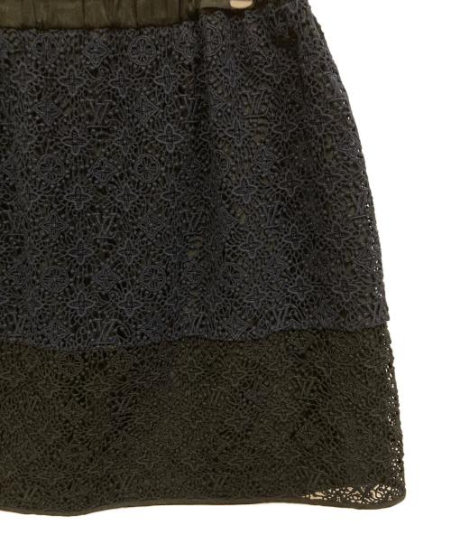 LOUIS VUITTON（ルイ ヴィトン）LOUIS VUITTON (ルイ ヴィトン) モノグラムレースミニスカート ネイビー×ブラック サイズ:34の古着・服飾アイテム