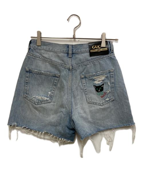 GUCCI（グッチ）GUCCI (グッチ) Eco Washed Organic Denim Shorts/ダメージ加工デニムショーツ インディゴ サイズ:W25の古着・服飾アイテム