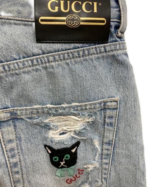 GUCCI（グッチ）GUCCI (グッチ) Eco Washed Organic Denim Shorts/ダメージ加工デニムショーツ インディゴ サイズ:W25の古着・服飾アイテム
