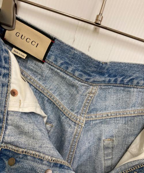 GUCCI（グッチ）GUCCI (グッチ) Eco Washed Organic Denim Shorts/ダメージ加工デニムショーツ インディゴ サイズ:W25の古着・服飾アイテム
