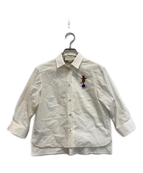 GUCCI（グッチ）GUCCI (グッチ) ベアーエンブロイダリーシャツ ホワイト サイズ:36の古着・服飾アイテム