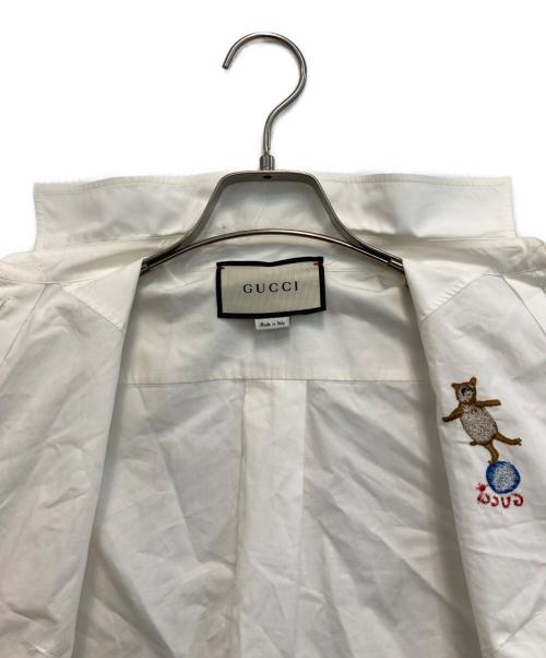 GUCCI（グッチ）GUCCI (グッチ) ベアーエンブロイダリーシャツ ホワイト サイズ:36の古着・服飾アイテム