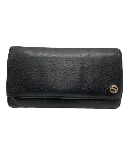 GUCCI（グッチ）GUCCI (グッチ) ラウンド長財布 ブラックの古着・服飾アイテム