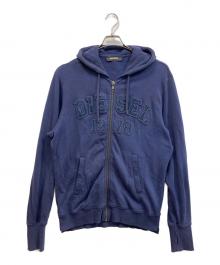 DIESEL（ディーゼル）の古着「ダメージロゴジップパーカー」｜ネイビー