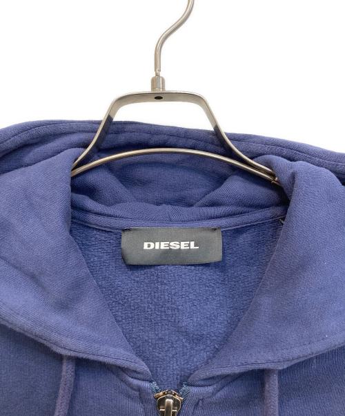 DIESEL（ディーゼル）DIESEL (ディーゼル) ダメージロゴジップパーカー ネイビー サイズ:Mの古着・服飾アイテム