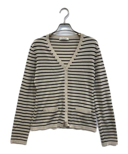 MaxMara（マックスマーラ）MaxMara (マックスマーラ) ボーダーニットカーディガン ベージュ×ブラック サイズ:Sの古着・服飾アイテム