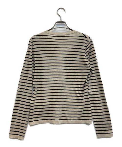 MaxMara（マックスマーラ）MaxMara (マックスマーラ) ボーダーニットカーディガン ベージュ×ブラック サイズ:Sの古着・服飾アイテム