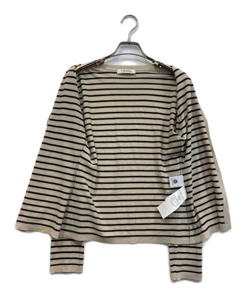 MaxMara（マックスマーラ）MaxMara (マックスマーラ) ボーダーニットカーディガン ベージュ×ブラック サイズ:Sの古着・服飾アイテム