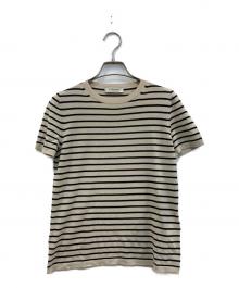MaxMara（マックスマーラ）の古着「S/S ボーダーニット」｜ベージュ×ブラック