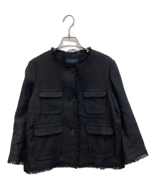 MaxMara（マックスマーラ）MaxMara (マックスマーラ) ノーカラーツイードジャケット ブラック サイズ:Sの古着・服飾アイテム